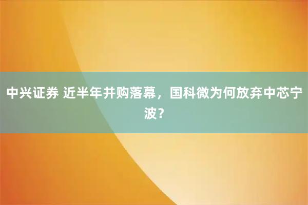 中兴证券 近半年并购落幕，国科微为何放弃中芯宁波？
